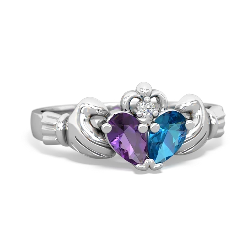 amethyst-london topaz claddagh ring