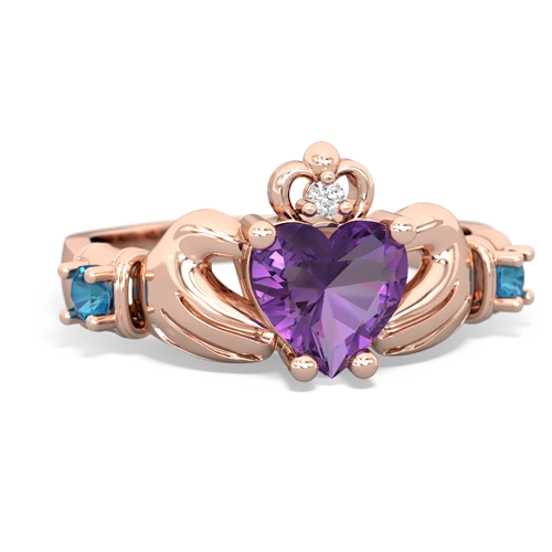 amethyst-london topaz claddagh ring