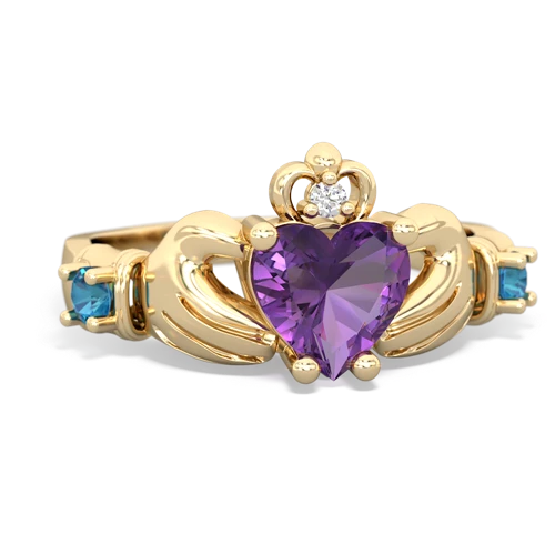 amethyst-london topaz claddagh ring