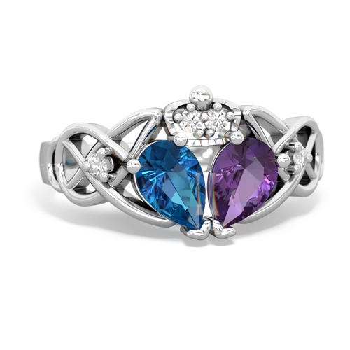 amethyst-london topaz claddagh ring