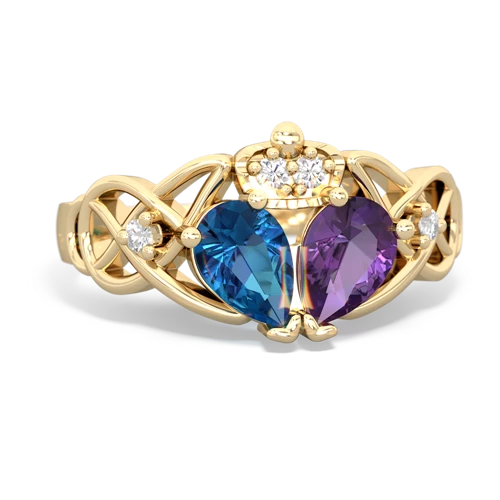 amethyst-london topaz claddagh ring