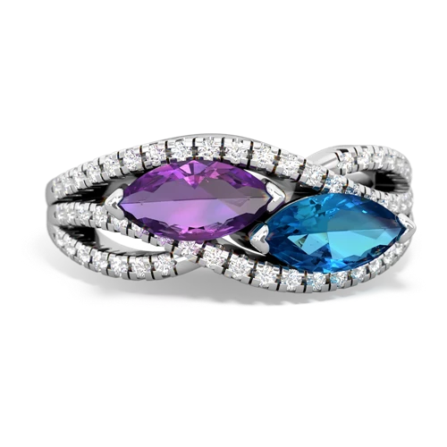 amethyst-london topaz double heart ring