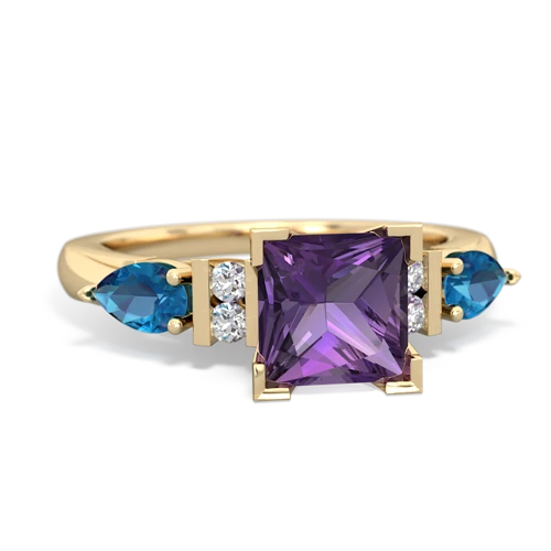Amethyst Genuine Amethyst with Genuine London Blue Topaz and Genuine Pink Tourmaline Engagement ring Ring