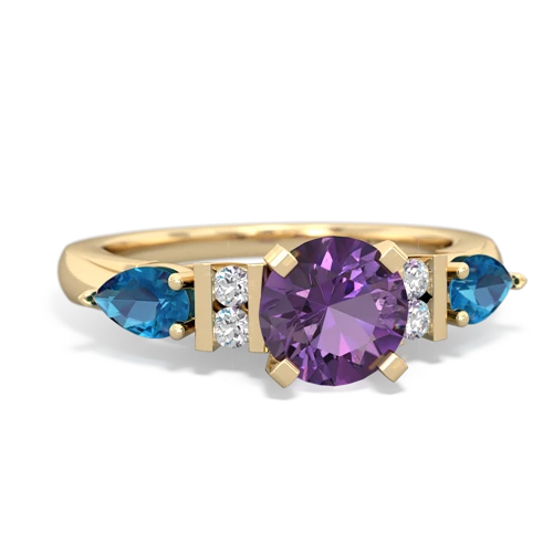 Amethyst Genuine Amethyst with Genuine London Blue Topaz and Genuine Aquamarine Engagement ring Ring