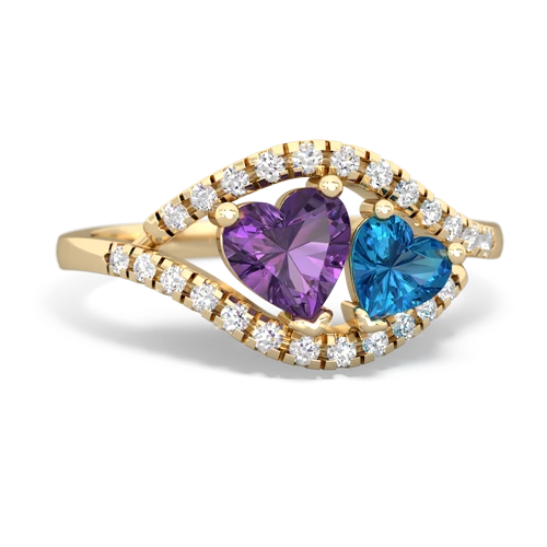 amethyst-london topaz mother child ring