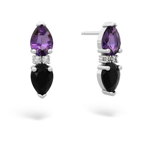 amethyst-onyx bowtie earrings