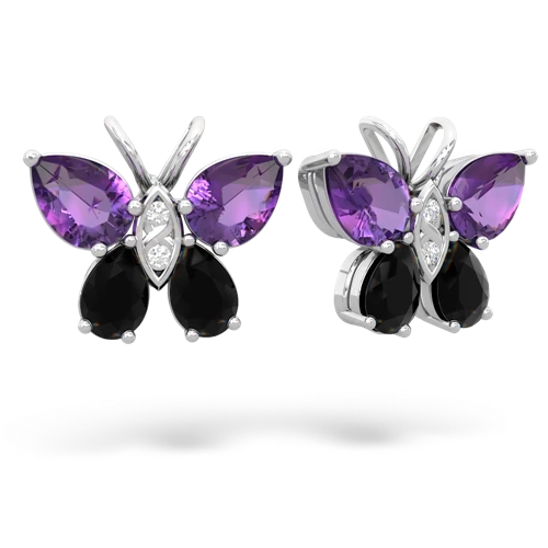 amethyst-onyx butterfly earrings
