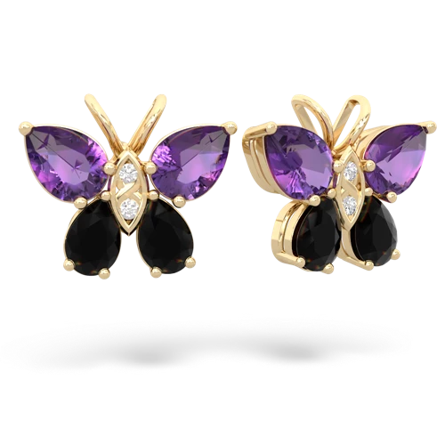 amethyst-onyx butterfly earrings