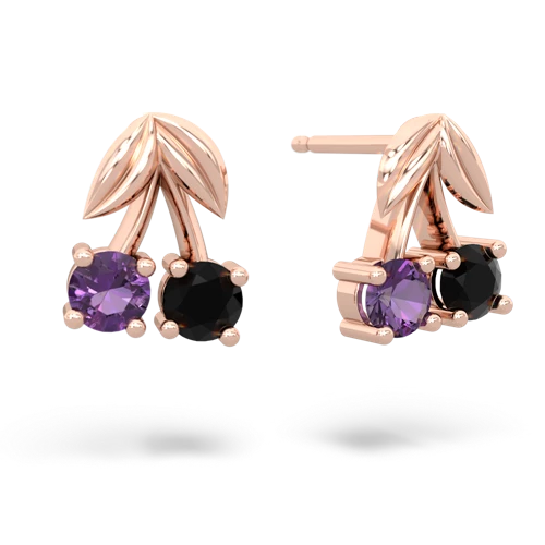 amethyst-onyx cherries earrings