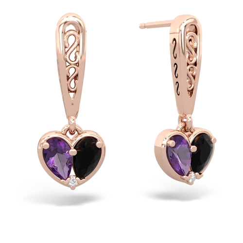 amethyst-onyx filligree earrings