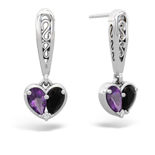 amethyst-onyx filligree earrings