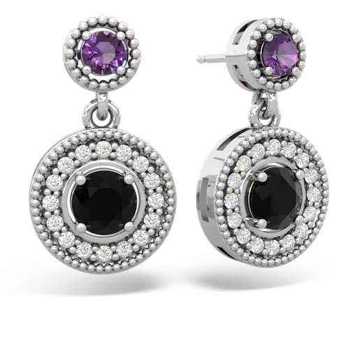 amethyst-onyx halo earrings
