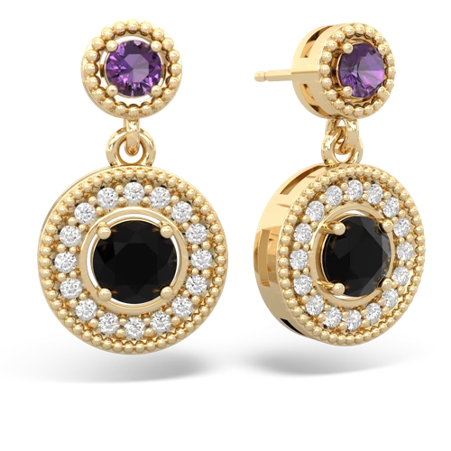 amethyst-onyx halo earrings