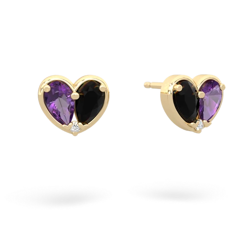 amethyst-onyx one heart earrings
