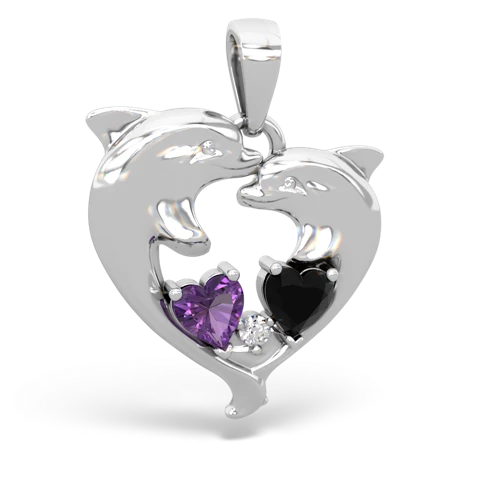 amethyst-onyx dolphins pendant