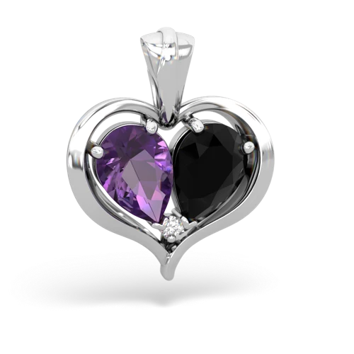 amethyst-onyx half heart whole pendant
