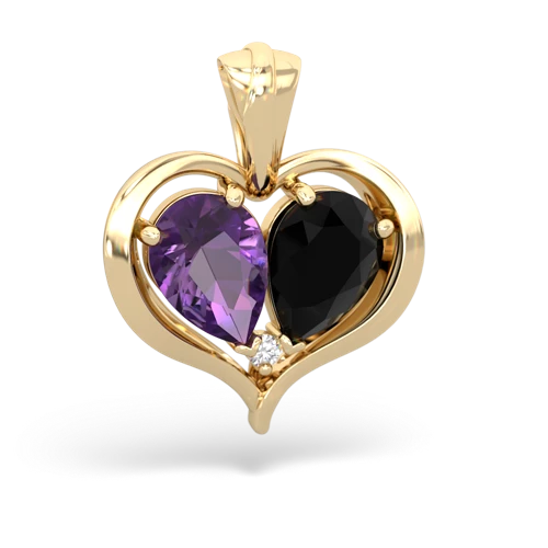 amethyst-onyx half heart whole pendant