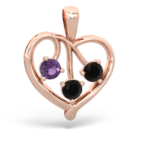 amethyst-onyx love heart pendant