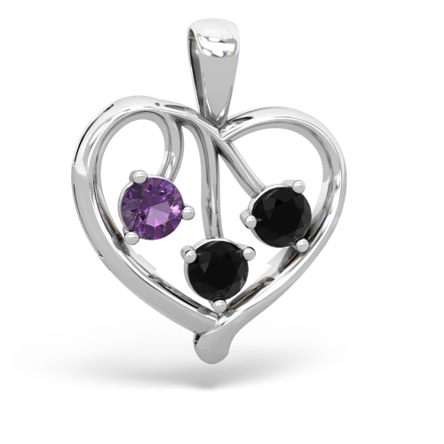 amethyst-onyx love heart pendant