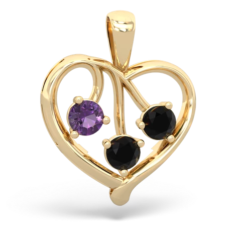 amethyst-onyx love heart pendant