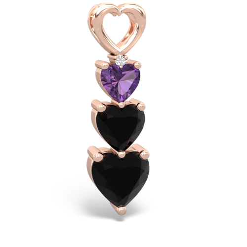 amethyst-onyx three stone pendant