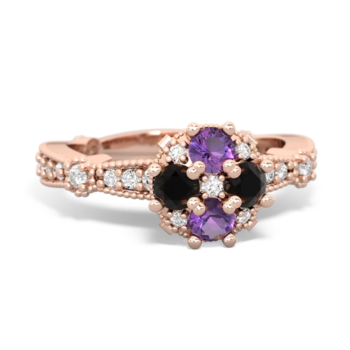 amethyst-onyx art deco engagement ring