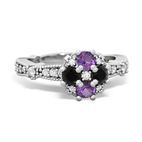 amethyst-onyx art deco engagement ring