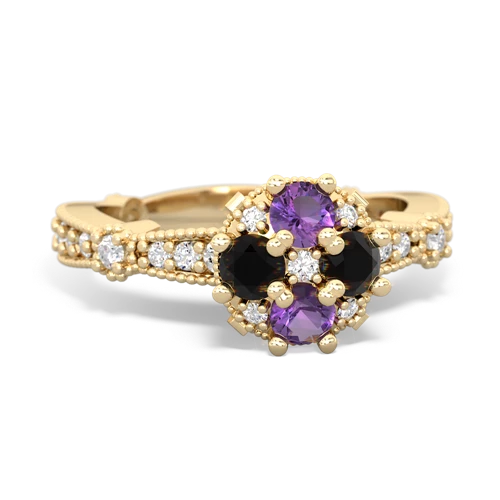 amethyst-onyx art deco engagement ring