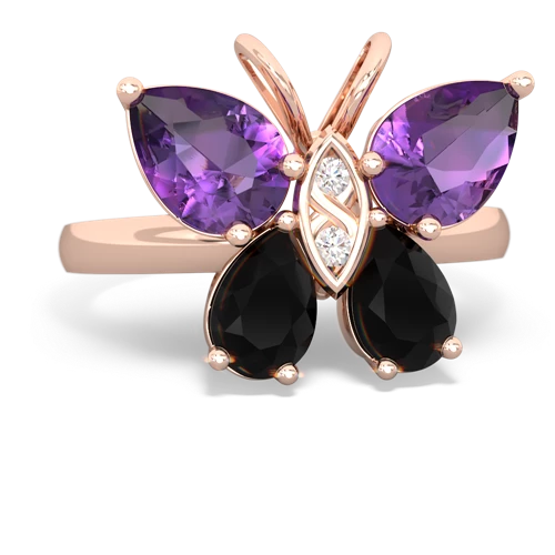 amethyst-onyx butterfly ring