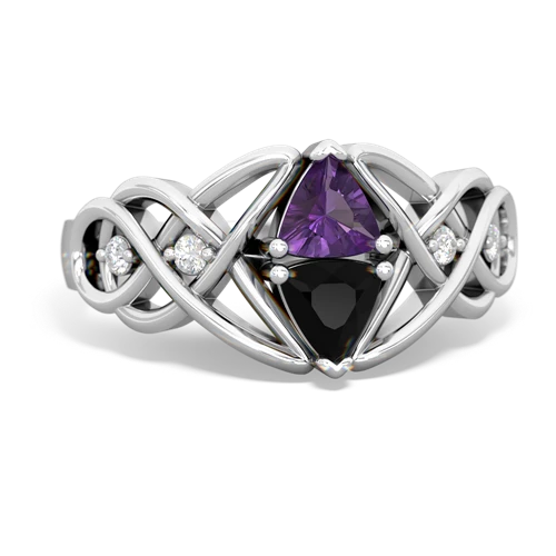 amethyst-onyx celtic knot ring