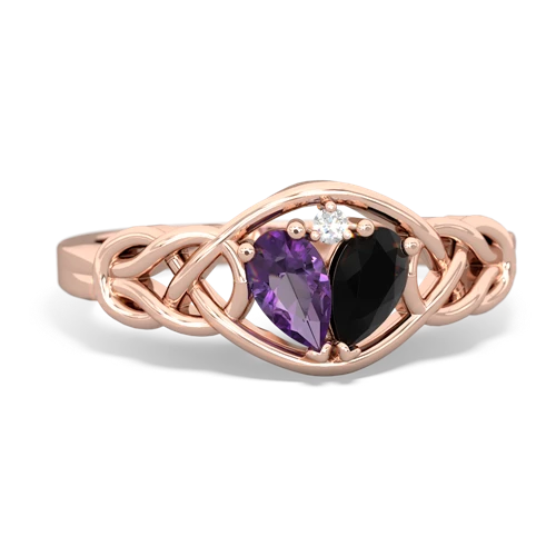 amethyst-onyx celtic knot ring