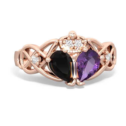 amethyst-onyx claddagh ring