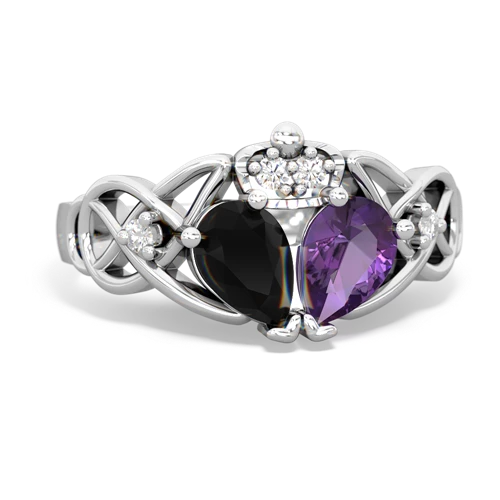 amethyst-onyx claddagh ring