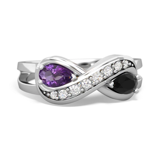 amethyst-onyx diamond infinity ring
