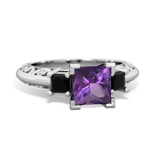 Genuine Amethyst with Genuine Black Onyx and Genuine Black Onyx Art Deco ring