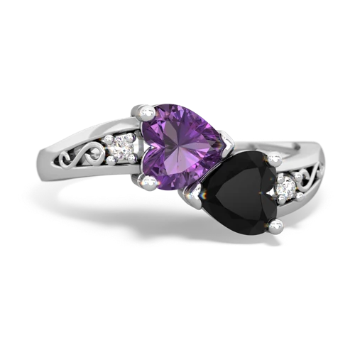 amethyst-onyx filligree ring