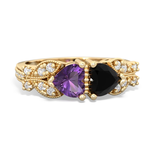 amethyst-onyx keepsake butterfly ring