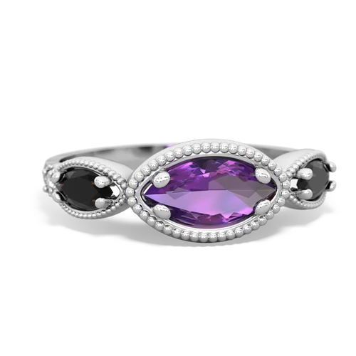 amethyst-onyx milgrain marquise ring