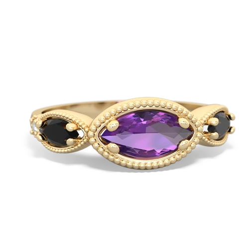 amethyst-onyx milgrain marquise ring