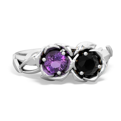 amethyst-onyx roses ring