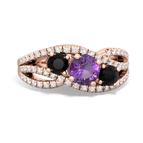 amethyst-onyx three stone pave ring