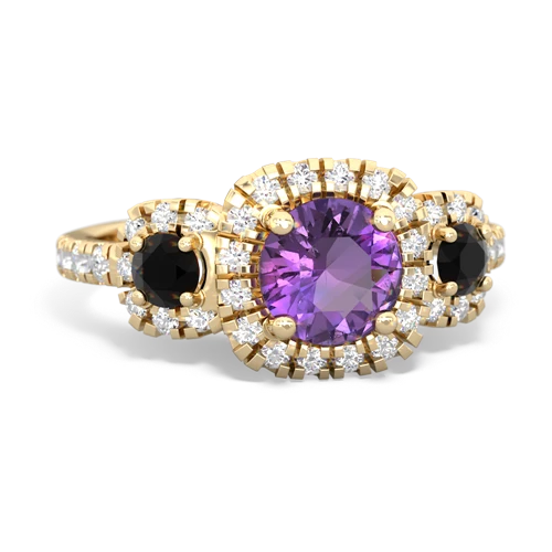 amethyst-onyx three stone regal ring