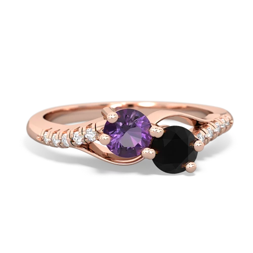 amethyst-onyx two stone infinity ring