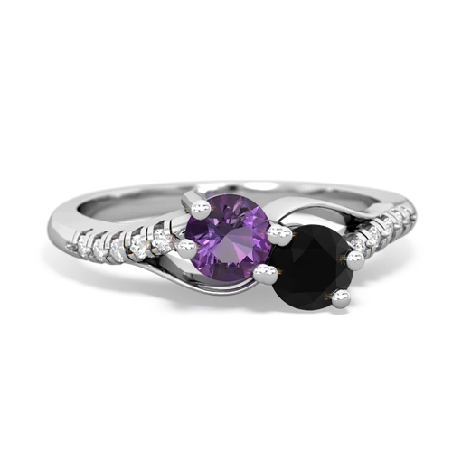 amethyst-onyx two stone infinity ring