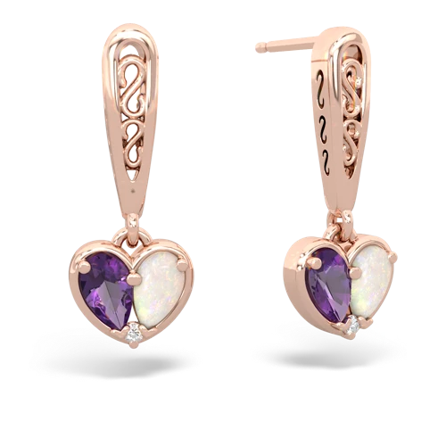 amethyst-opal filligree earrings