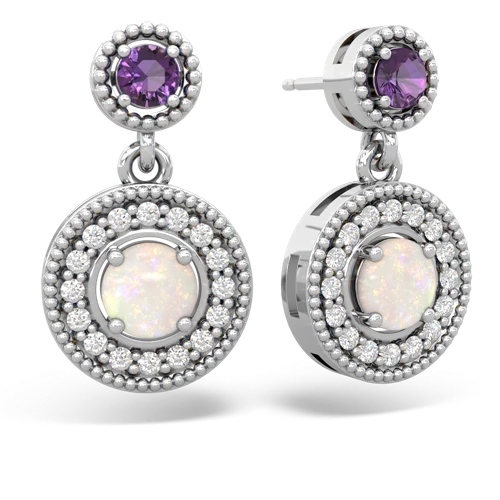 Amethyst Genuine Amethyst with Genuine Opal Halo Dangle earrings Earrings