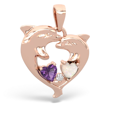 amethyst-opal dolphins pendant