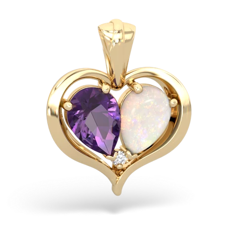 amethyst-opal half heart whole pendant