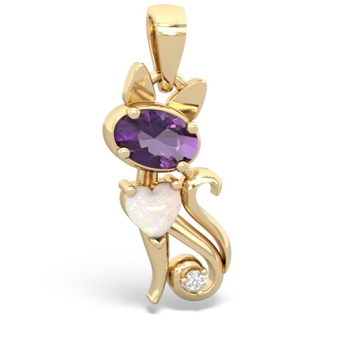 amethyst-opal kitten pendant