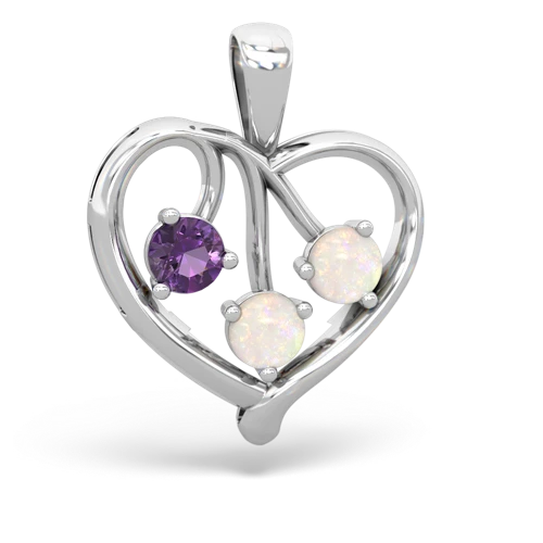 Amethyst Genuine Amethyst with Genuine Opal and  Glowing Heart pendant Pendant